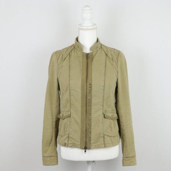 Hei Hei Anthropologie Women's Small Tan Cotton Woven Full Zip Jacket - Picture 1 of 10